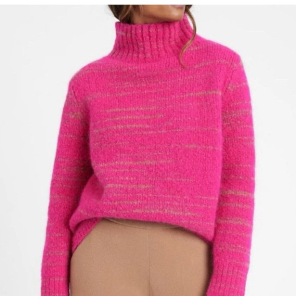 BANANA REPUBLIC Sweater Italian Spacedye Pullover Mock Chunky Pink Wool Blend